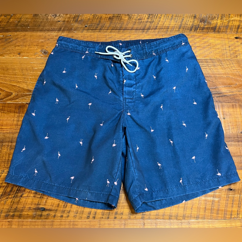 St. John’s Bay Navy & Pink Flamingo Swim Shorts Size XL